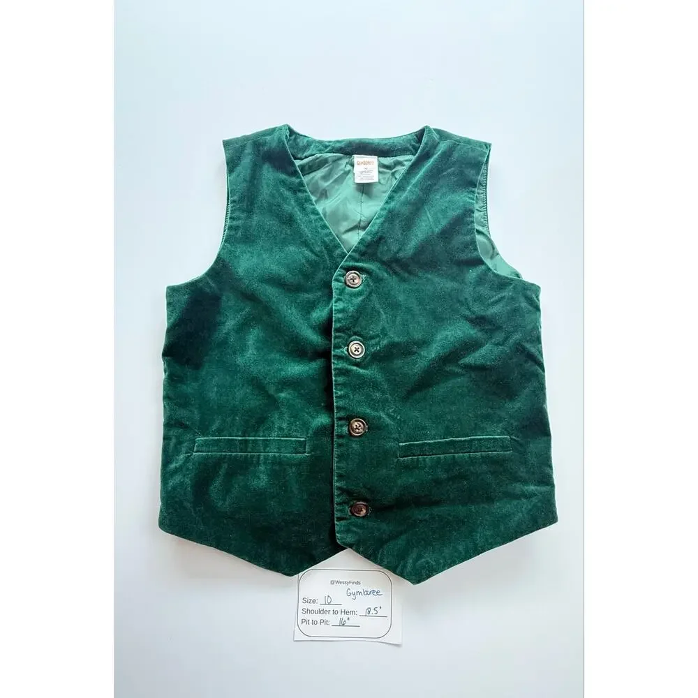 Gymboree Boys Green Velvet Vest Size 10 Holiday Christmas